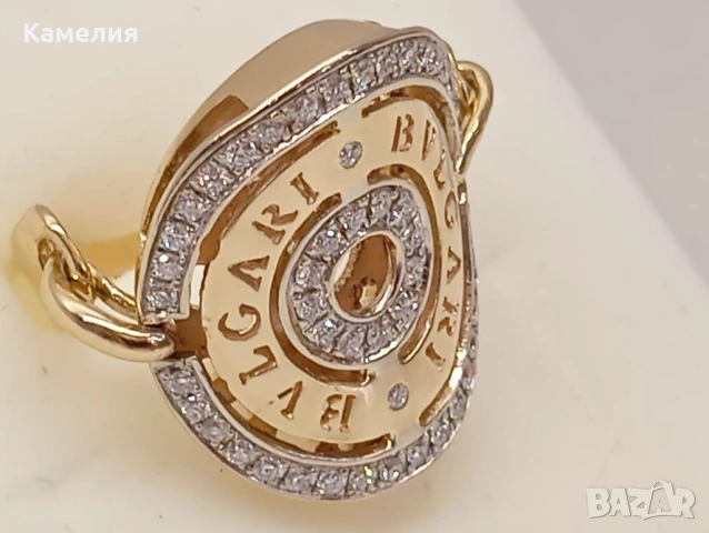 Златен пръстен с брилианти , снимка 11 - Пръстени - 54913267