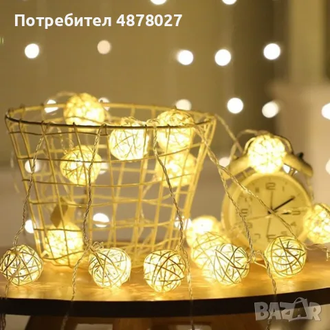 Коледни лампички декорация – крушки с батерии 10 броя "1 цвят ,като на снимките", снимка 6 - Декорация за дома - 55553689