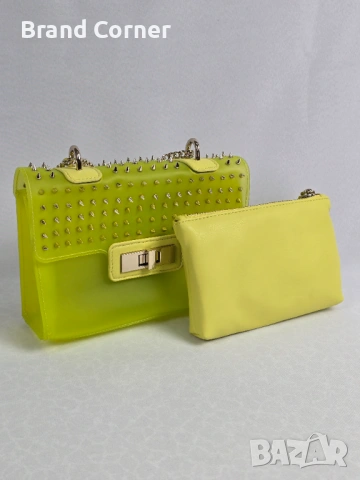 Нова дамска чанта Steve Madden Yellow Jelly с несесер, снимка 6 - Чанти - 54354726