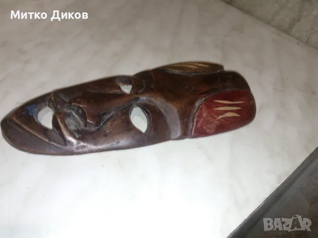 Африканска дървена маска 223х50х26мм и втора 20х9 см, снимка 10 - Декорация за дома - 52839839