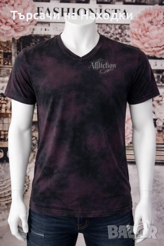 Мъжка тениска AFFLICTION Standard Series (стандартна серия) Wine Distressed Dark Lava Wash S Small, снимка 5 - Тениски - 50872694
