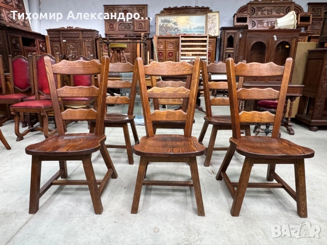 Комплект трапезни столове от дъбов масив