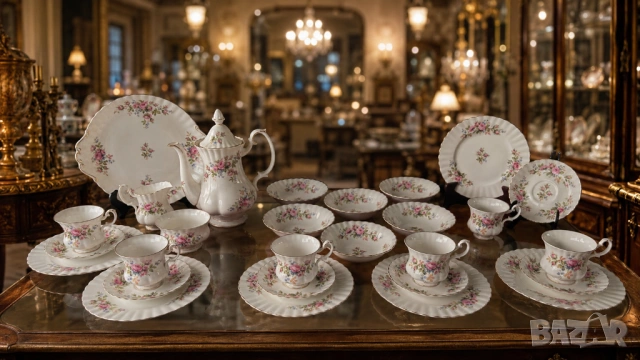 Изящен английски порцеланов сервиз Royal Albert "Moss Rose"