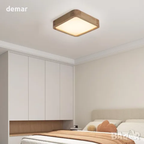 LED панел/плафон за таван с дървена рамка и CCT (смяна на температурата на светлината) 30 см, 24W, снимка 4 - Лампи за таван - 55537282