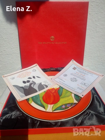 Разкошно декоративно плато Wedgwood Clarice Cliff Red Tulip, снимка 2 - Декорация за дома - 55247431