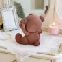3D седнало мече със сърце вдигната ръчичка силиконов молд свещи гипс сапун фондан декорация торта , снимка 3
