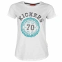 Бяла дамска тениска kickers със свеж принт и капси Ори, снимка 1