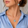 Комплект бижута Aquamarine със сини кристали – колие и обеци Square, снимка 3