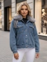 Дамско дънково яке с косъм FURDENIM, снимка 2