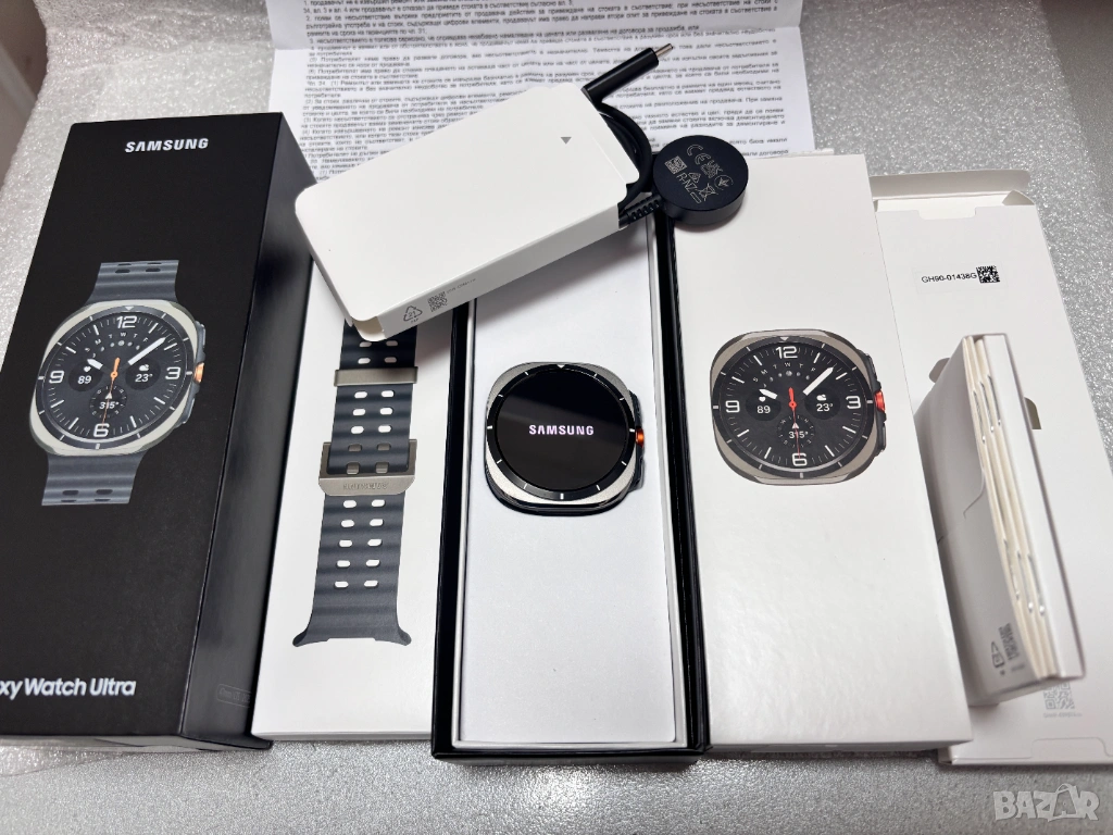 ПОРЪЧАН! НОВ! 2 год. Гаранция! Смарт часовник Samsung Galaxy Watch Ultra,LTE,47 mm,Titanium Silver, снимка 1
