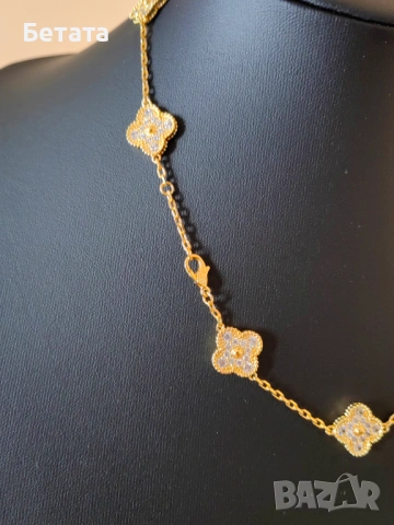 Дамско златно колие с 10 детелини Van Cleef & Arpels VCA, снимка 6 - Колиета, медальони, синджири - 54357383