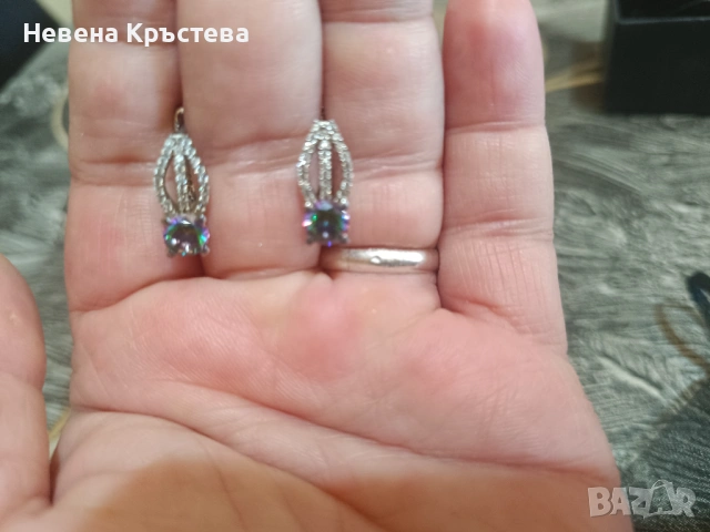 Сребърни обеци, снимка 2 - Обеци - 54902421