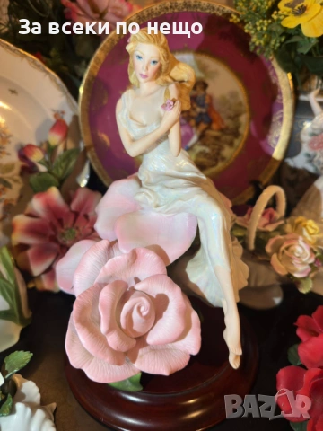 Franklin Mint Sculpture Figurine “Lady Rose” художник Jegou изработена през 1988 Код P2169, снимка 6 - Антикварни и старинни предмети - 54168083