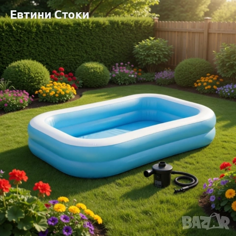 Надуваем семеен басейн 200x150 см с електрическа помпа, снимка 9 - Басейни и аксесоари - 54668388