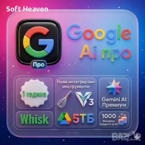 Gemini AI Pro +Veo 3 + Flow+ Whisk+ 5TB място за съхранение в