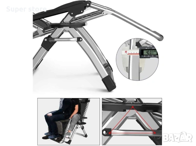 Сгъваем шезлонг, снимка 3 - Градински мебели, декорация  - 54182613