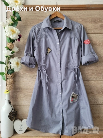 Рокля тип риза памучна материя , снимка 9 - Рокли - 54211776