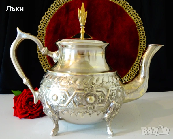 Посребрен бронзов чайник Al Ouar,печат. , снимка 5 - Антикварни и старинни предмети - 54988708