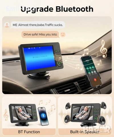 Камера за дете в кола Rimoody 720P + подаръци CarPlay адаптер и жилетка, снимка 5 - Аксесоари и консумативи - 54572727