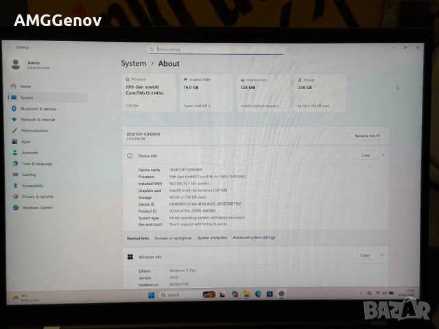 Чисто Нов 14’FHD+IPS Touch/Lenovo Thinkpad X1 Carbon Gen11/i5-1345u/16GB LPDDR5 6400Mhz/256GB SSD Nv, снимка 11 - Лаптопи за работа - 54543144