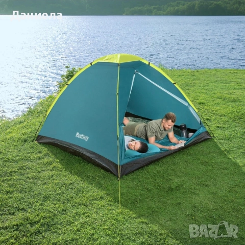Двуместна лека къмпинг палатка с комарник и чанта за пренасяне, 205x145x100см, снимка 11 - Палатки - 54203287