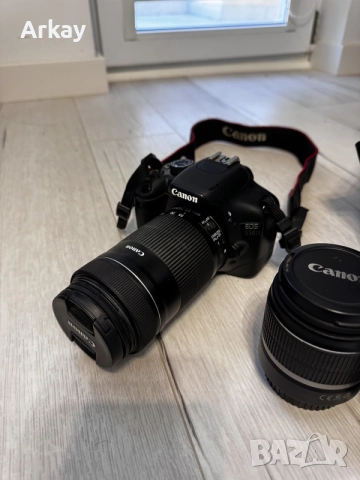 Фотоапарат Canon EOS 550D + 18-55mm + 55-250mm + 50mm f/1.8 + чанта, снимка 2 - Фотоапарати - 55629887