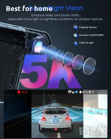 5K 3-канална видеорегистратор, снимка 4 - Камери - 54216882