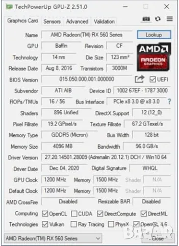 QTHREE Radeon RX 560 4GB GDDR5 графична карта, снимка 7 - Видеокарти - 55379177