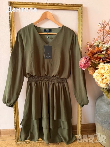 Ефирна рокля Sisters Point в маслиненозелено – шик и стил, снимка 9 - Рокли - 54229342