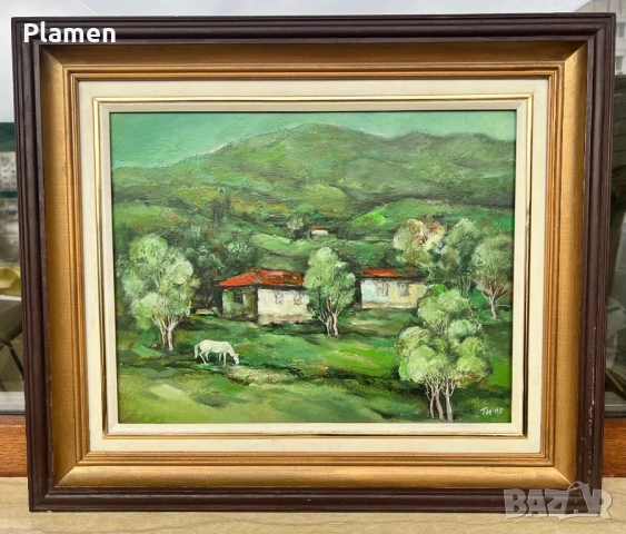 КАРТИНА МАСЛО НА ПЛАТНОПОДПИСАНА И ДАТИРАНА