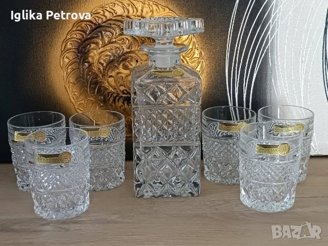 Сервиз за аперитив Бохемия, снимка 3 - Антикварни и старинни предмети - 54595955