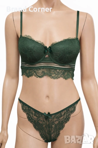 Hunkemöller дамски комплект бельо в тъмнозелено – сутиен 70C и бикини L