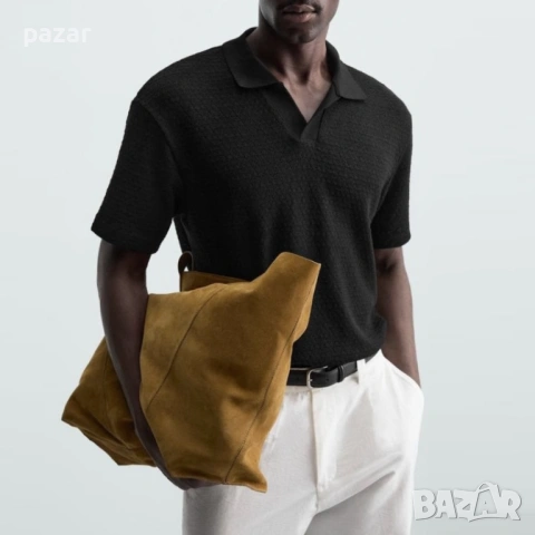 ZARA плетена мрежеста мъжка риза с къс ръкав M-L, снимка 8 - Ризи - 54417366