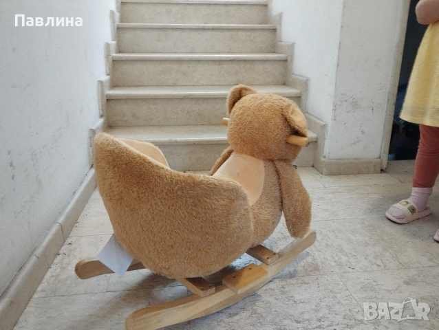 Люлка с форма на плюшено Мече/ Плат и дърво, снимка 3 - Детски люлки - 55223600