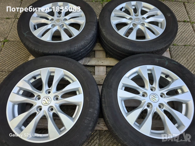 Лети джанти 16ки 5х114.3 Suzuki + летни гуми 205/60/16 Continental, снимка 2 - Гуми и джанти - 54407236