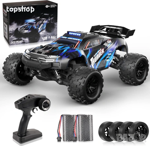 Чисто нова бърза RC Количка с Дистанционно 1:18 40км/ч BAZADER 4WD – Цвят: Син  