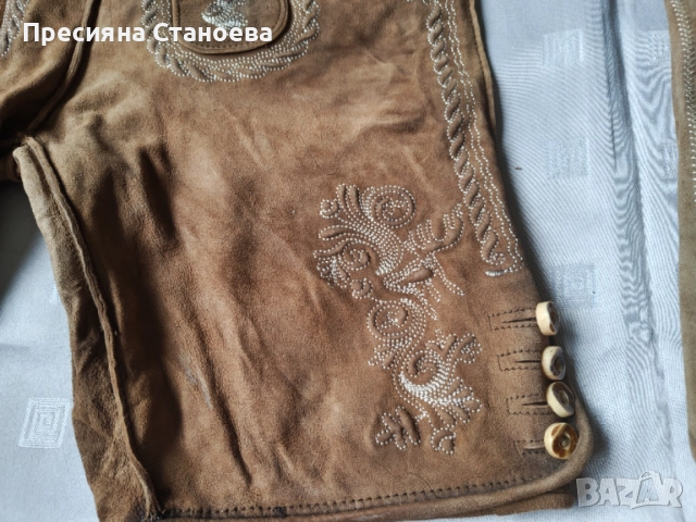 Автентични баварски кожени панталони (Lederhosen) – Alpin и Wild & Wald, Естествена кожа, снимка 10 - Къси панталони - 54640058