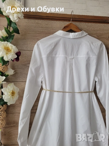 Бяла рокля тип риза памучна материя CELLBES , снимка 11 - Рокли - 54211392