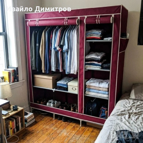 Трикрилен Текстилен Гардероб, снимка 4 - Гардероби - 54215235