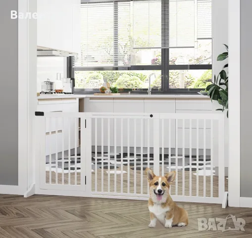 Дървена преграда за кучета с вратичка PawHut, снимка 2 - За кучета - 55291888
