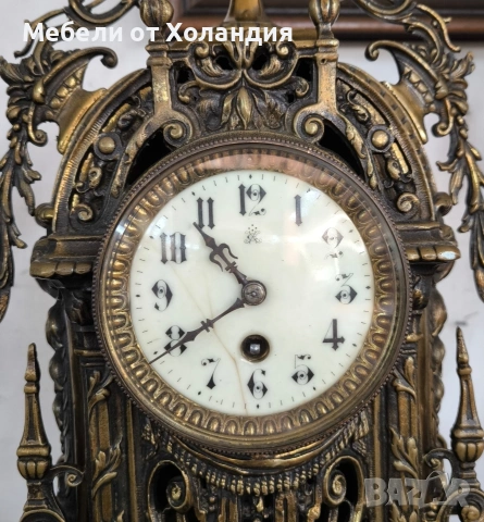 Френски каминен часовник с 2 свещника , снимка 3 - Антикварни и старинни предмети - 54830823