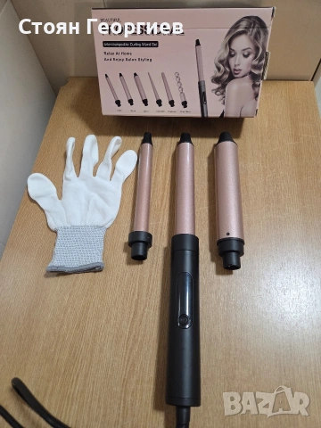 Чисто нова Комплект маша за коса 3 в 1 Flintronic, керамична, LCD, 160C-200C, снимка 2 - Маши за коса - 54543984