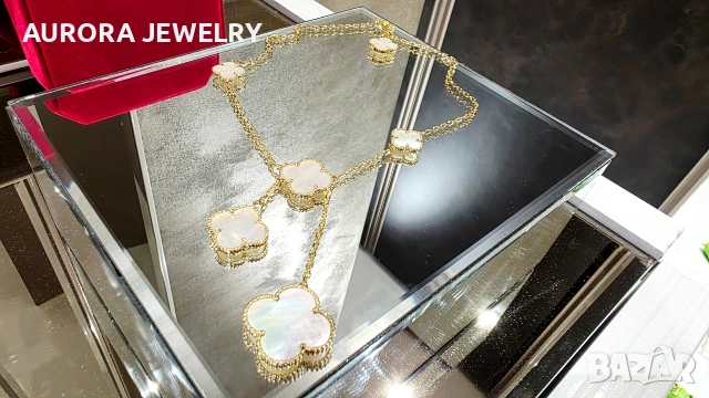 Van Cleef & Arpels VCA 6 Motifs Gold Mother of Pearl Magic Alhambra Clover Дамско Колие, снимка 2 - Колиета, медальони, синджири - 54133407