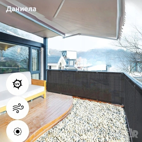 Покривало за балкон и тераса 1.5x5 м, HDPE материал 180 г/м², 95% UV защита, Тъмно сиво, снимка 3 - Други стоки за дома - 54481135