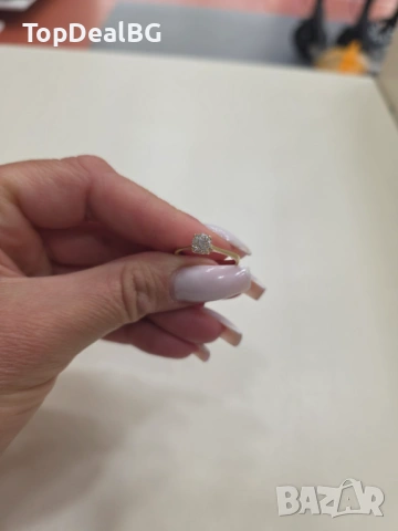 Златен пръстен с диамант, снимка 2 - Пръстени - 53964121