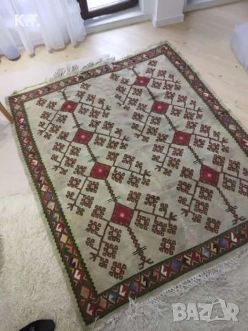 Рядък много стар бежов / кафяв Чипровски Килим за механа / битов кът, снимка 4 - Килими - 53983869