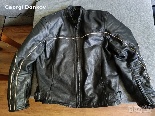 Мъжко кожено мото яке с протектори (кори), размер XXL – естествена кожа 