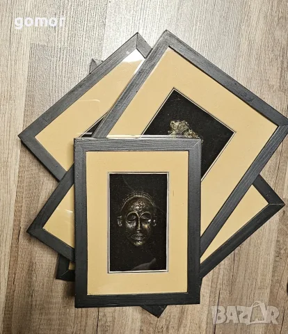 Комплект 4 африкански релефни пана с маски и фигури – Black Design Shop