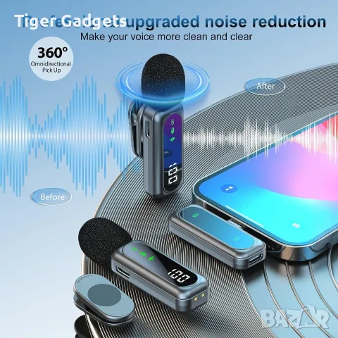 Комплект 2 безжични Lavalier микрофона dralud M1 за iPhone, Android, USB-C и Lightning, снимка 2 - Микрофони - 55588886