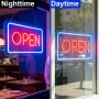 LED неонова табела „OPEN“ за търговски обекти, бар/ресторант (42 см) с верига и димер, снимка 5